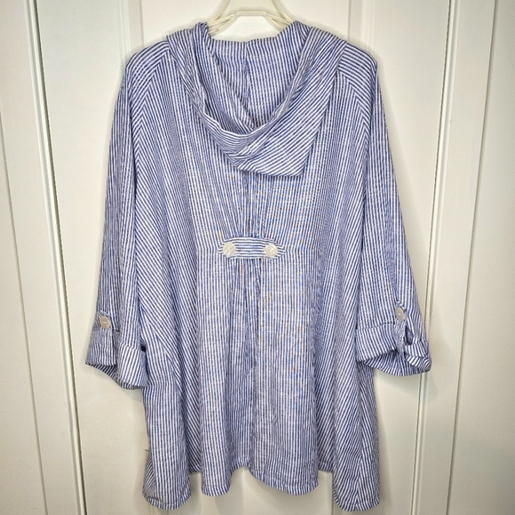 Like New Jones New York Linen Blend Shirt Plus Size 3X Hooded Jacket Coastal - Picture 5 of 9